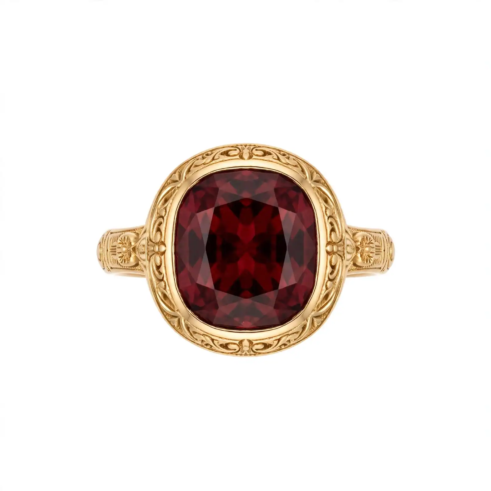 media-generation-ring-front-whitebg-0-fbbc36ec-b388-439c-b358-6749a2525174 3ct Lab-Grown Cushion Ruby Ring in Solid Gold