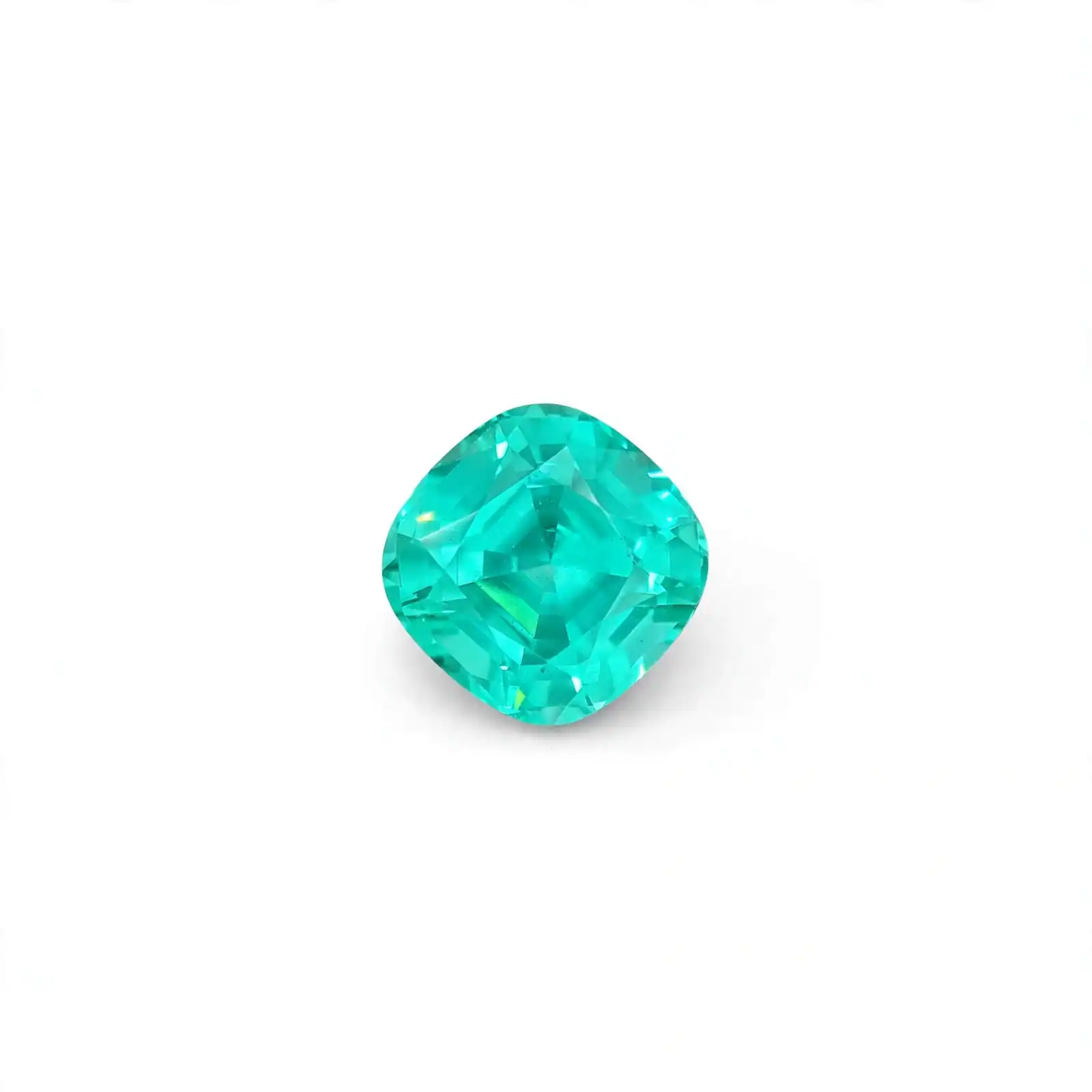 方帕拉伊巴白底图 5ct Neon Turquoise Cushion Cut Lab-Grown Paraíba Tourmaline